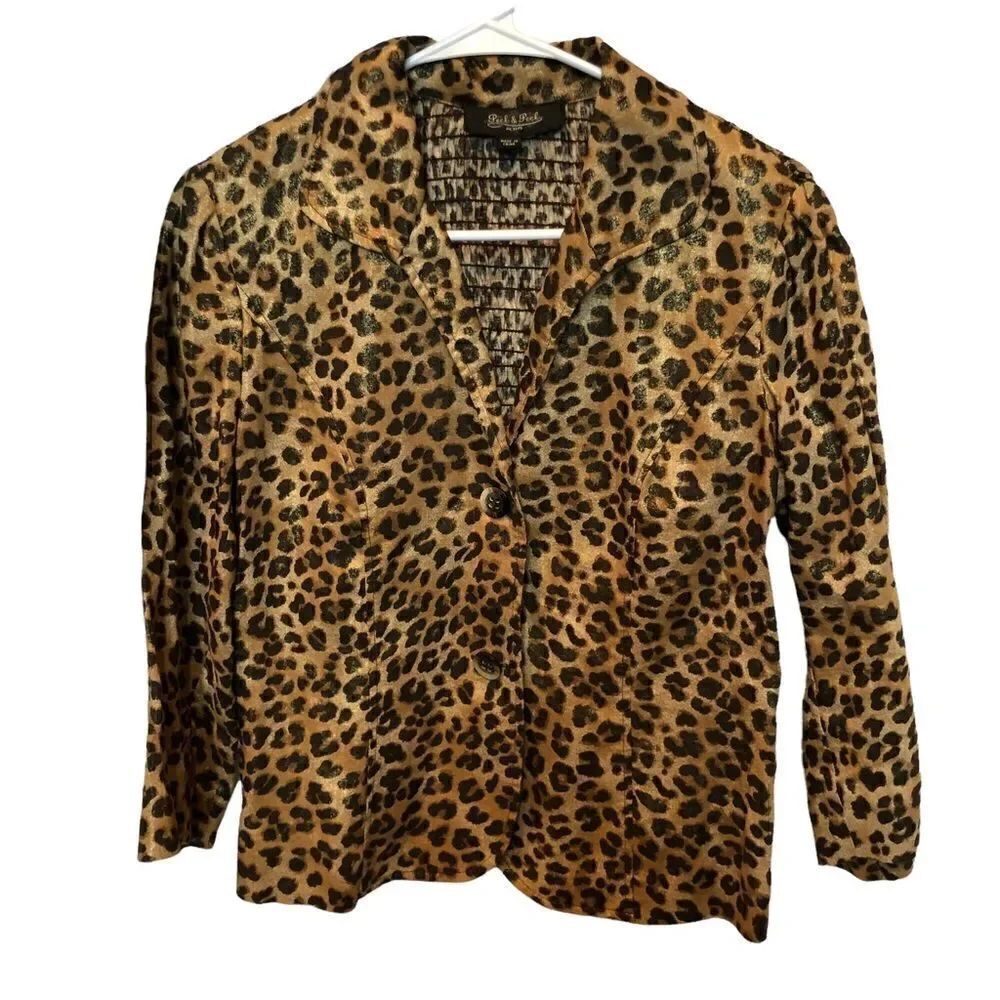 Peck & Peck Petite Animal Print Light Jacket Excellent Condition Small